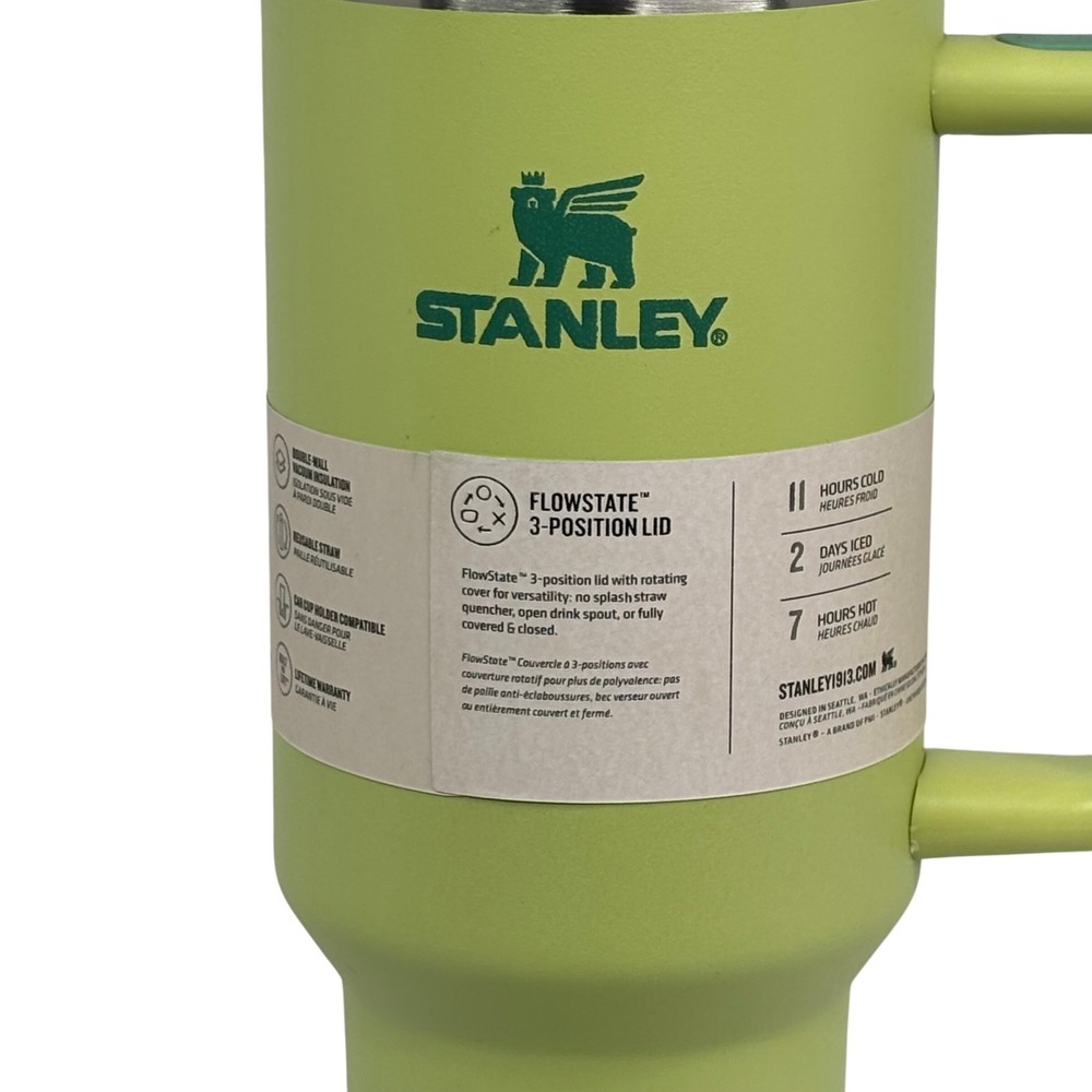 Stanley Quencher H2.0 40oz Tumbler FlowState Lime Green Travel Mug Cup Handle - Picture 6 of 10